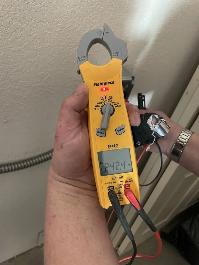 Voltage testing with clamp meter during Electrical Installation Services in Stevenson Ranch